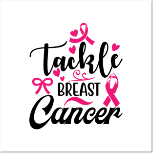 Tackle Breast Cancer Awareness Football Pink Ribbon Boys Kid, tackle breast cancer Posters and Art